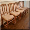 F60. Set of 5 dining chairs with striped upholstered seats. 